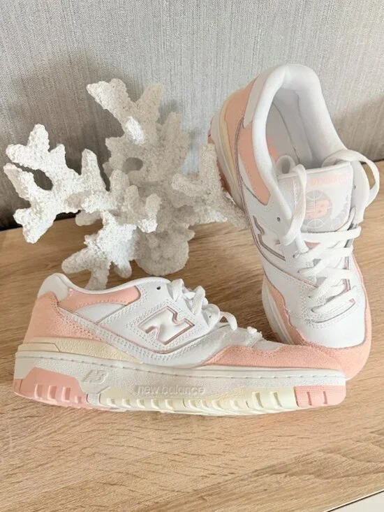 New Balance 550 White Pink Women’s Sneakers Size 9 Retro Leather Shoes New - Picture 6 of 12